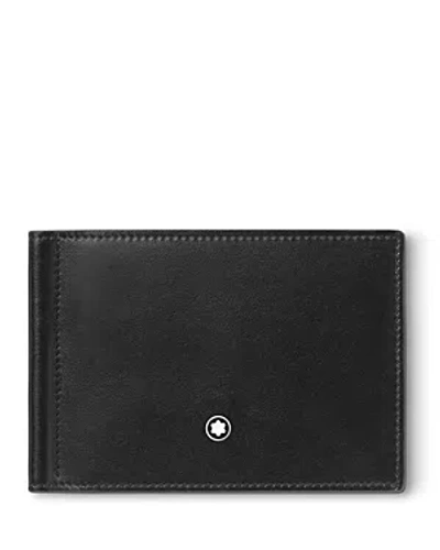Shop Montblanc Meisterstuck 6cc Leather Money Clip Wallet In Black
