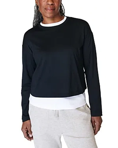 Sweaty Betty Essential Crop Long Sleeve T-shirt In Black