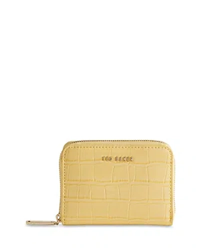 Shop Ted Baker Mini Imitation Croc Purse Zipper Wallet In Yellow