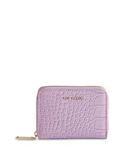 Shop Ted Baker Mini Imitation Croc Purse Zipper Wallet In Lilac