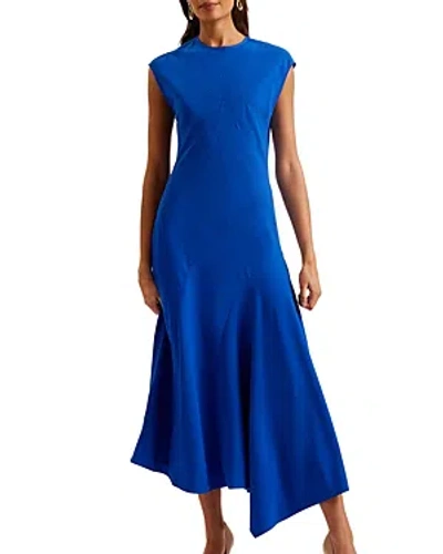 Shop Ted Baker Asymmetric Midi Dress In Mid-blue