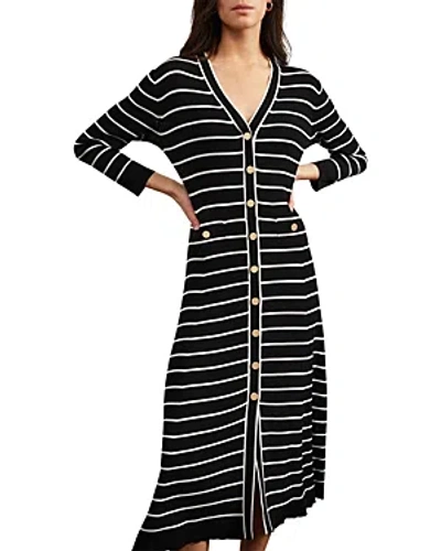 Shop Hobbs London Belmont Knitted Striped Dress In Black Ivory