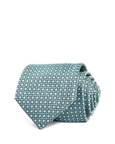 Shop Canali Micro Square Neat Silk Classic Tie In Light Green