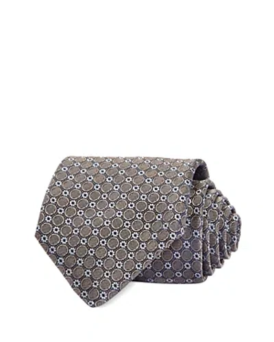 Shop Canali Small Linked Medallion Silk Classic Tie In Tan