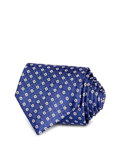 Shop Canali Small Linked Medallion Silk Classic Tie In Blue