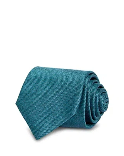 Shop Canali Solid Melange Silk Classic Tie In Green