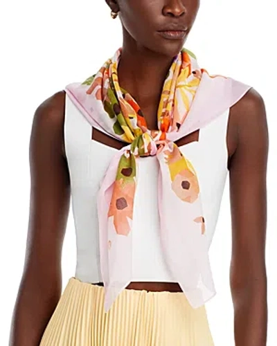 Shop Fraas Oversized Floral Square Scarf In Pink/multi