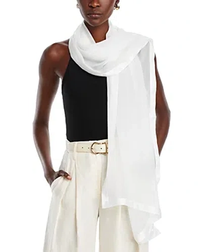 Shop Fraas Solid Satin Trim Scarf In Off White