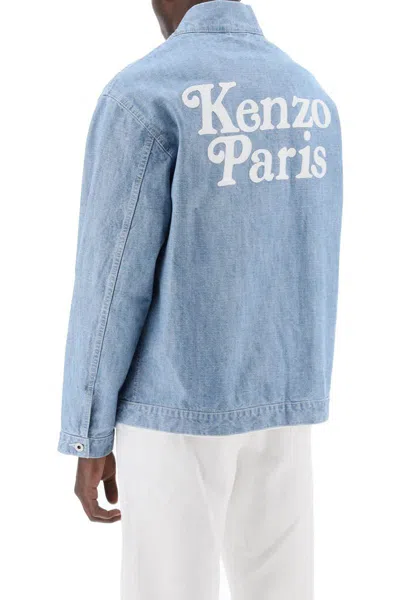Shop Kenzo Kimono Jacket In Japanese Denim In Blue