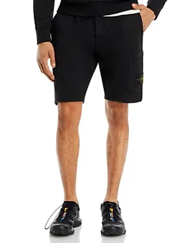 Shop Stone Island Fleece Regular Fit Cargo Shorts In Black