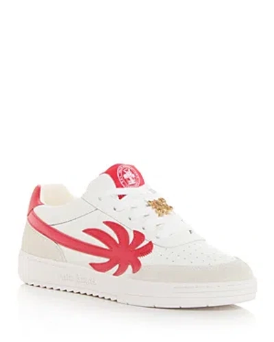 Shop Palm Angels Men's Palm Beach University Low Top Sneakers In White Red