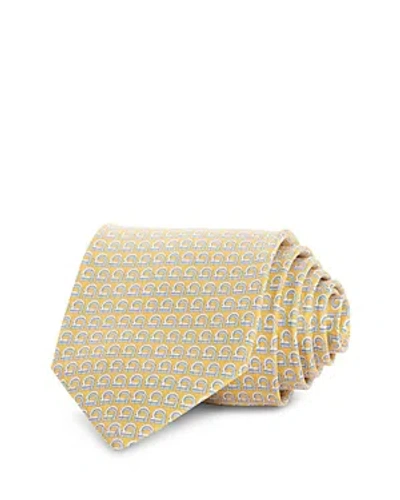 Shop Ferragamo Gancini Print Silk Classic Tie In Giallo