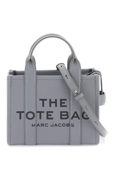 Shop Marc Jacobs The Leather Small Tote Bag In Grey