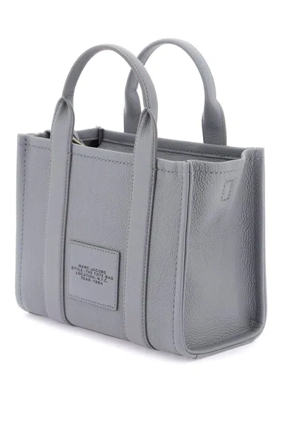 Shop Marc Jacobs The Leather Small Tote Bag In Grey