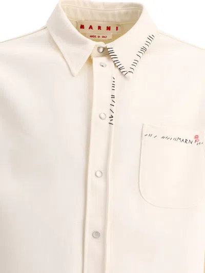 Shop Marni Shirt With  Mending In White