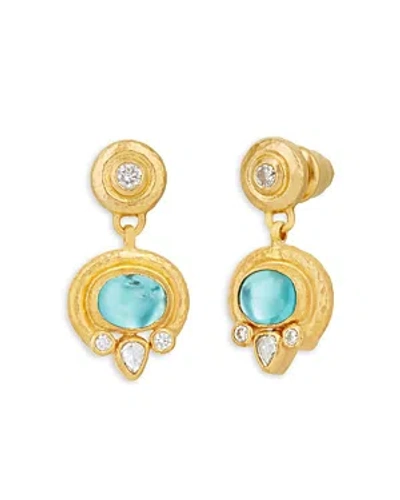 Shop Gurhan 24k Yellow Gold Apatite And Diamond Drop Earrings