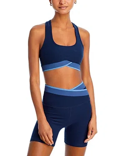 Shop Beyond Yoga Spacedye In The Mix Sports Bra In Nocturnal Navy