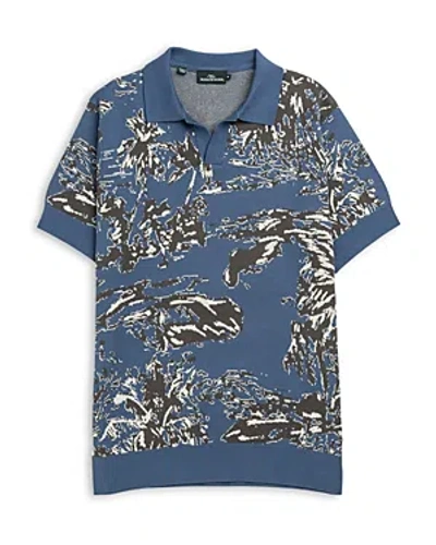 Rodd & Gunn Hindley Creek Palm Tree Jacquard Polo Sweater In Lake