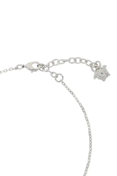 Shop Versace 90's Vintage Logo Necklace In Silver