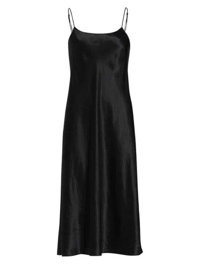 Shop Vince Women's Satin Slip Dress In Black