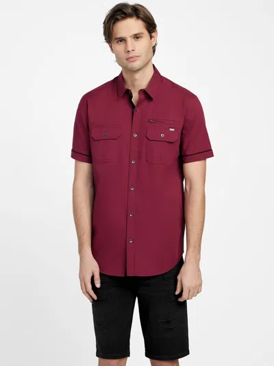 Shop Guess Factory Malone Pocket Shirt In Red
