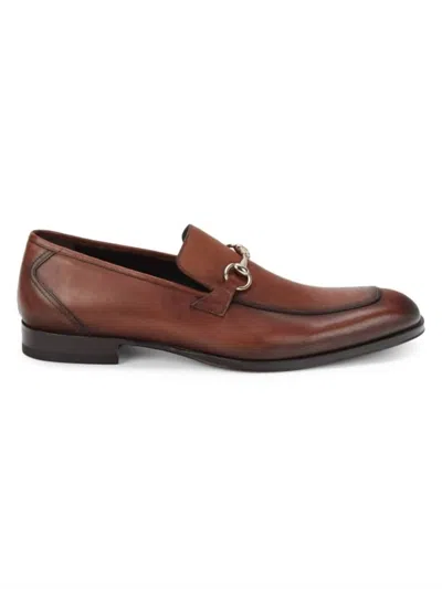 Mezlan Men's Apron Toe Leather Bit Loafers In Dark Cognac In Brown
