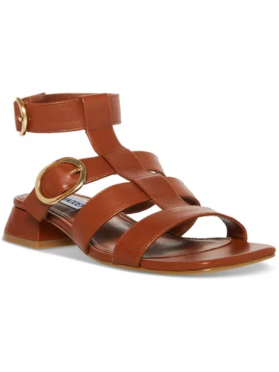 Shop Steve Madden Aylin Womens Leather Square Toe Gladiator Sandals In Brown