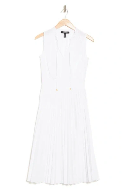 Shop Ellen Tracy Sleeveless Smocked Waist Dress In White