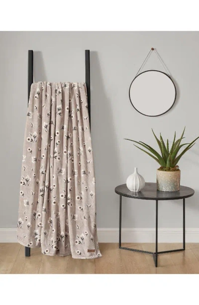 Shop Lucky Brand Cozy Plush Throw Blanket In Beige Floral