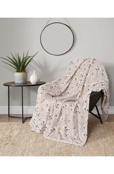 Shop Lucky Brand Cozy Plush Throw Blanket In Beige Floral