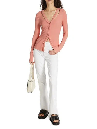 Shop Paige Sycamore Cardigan In Coral Pink