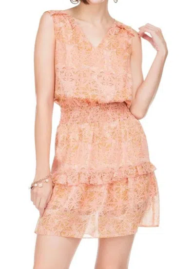 Shop Joy Joy Cinch Waist Ruffle Dress In Sandy Waves In Pink