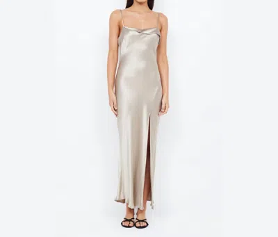 Shop Bec & Bridge Farah Maxi Slit Dress In Oyster In Silver