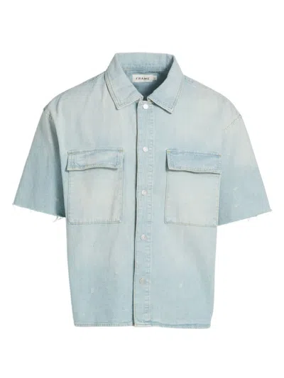 Shop Frame Men's Denim Short-sleeve Shirt In Oahu