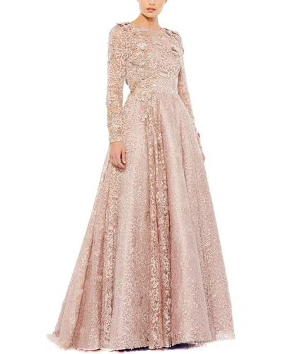 Shop Mac Duggal Embellished Illusion A Line Gown In Pink