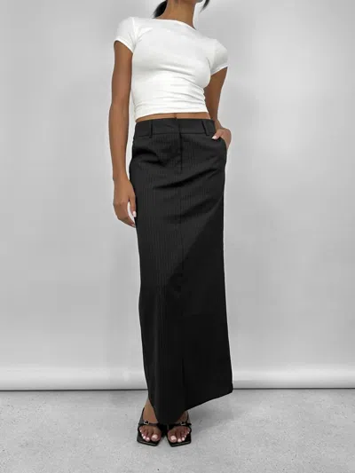 Shop Mimosa Pinstripe Tailored Trouser Midi Skirt In Black In White