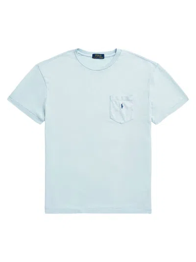 Shop Polo Ralph Lauren Men's Cotton-blend Crewneck T-shirt In Alpine Blue