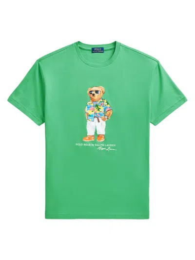 Shop Polo Ralph Lauren Men's Bear Cotton T-shirt In Vineyard Green Beach Bear