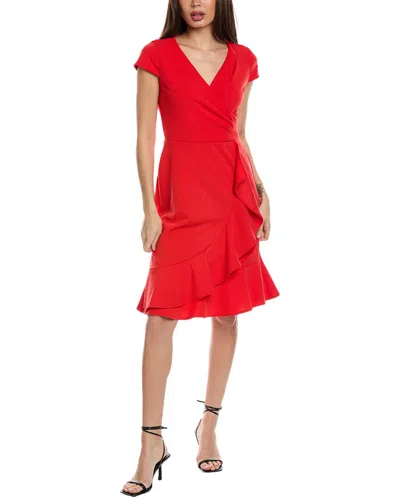 Shop London Times Wrap Cascade Midi Dress In Red