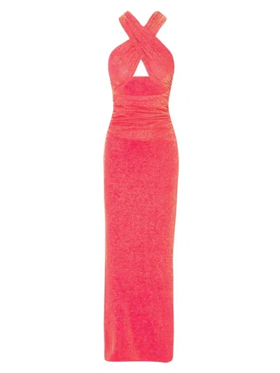 Shop Baobab Women's Brenda Twisted Shimmer Maxi Dress In Pink Spice