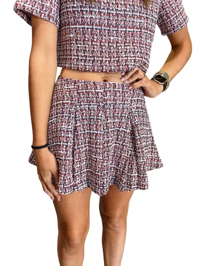 Shop Sincerely Ours Penny Mini Skort In Navy Rainbow Tweed In Pink