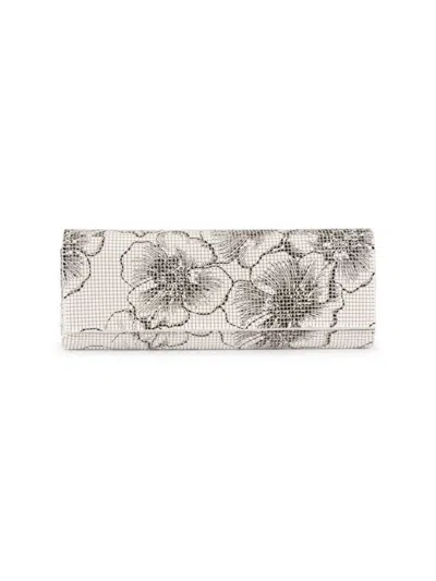 Shop Whiting & Davis Women's Zoe Floral-painted Mesh Clutch In Gold White Grey
