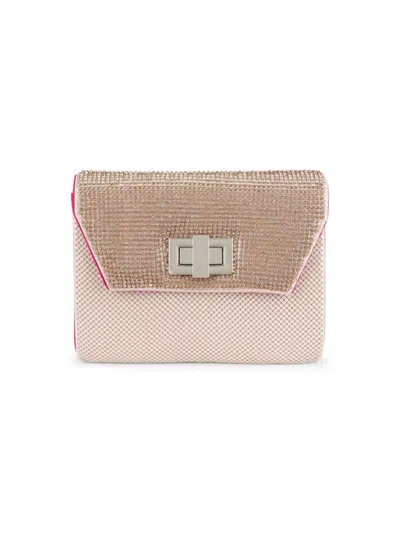 Shop Whiting & Davis Women's Camelia Mesh Clutch In Pewter Pink