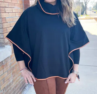 Shop Voy Marybelle Poncho Top In Black In Blue