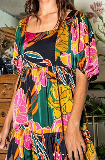 Shop Bucketlist Puff Sleeve Floral Dress In Multi