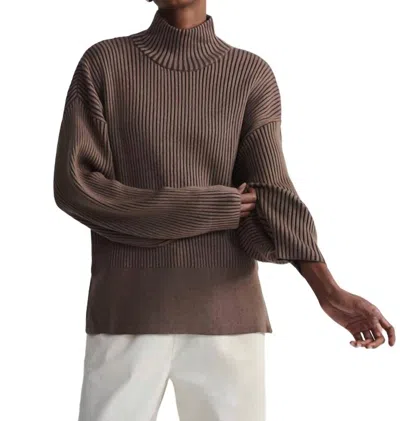 Shop Varley Mayfair Mock Neck Knit Sweater In Shiitake Marl In Brown