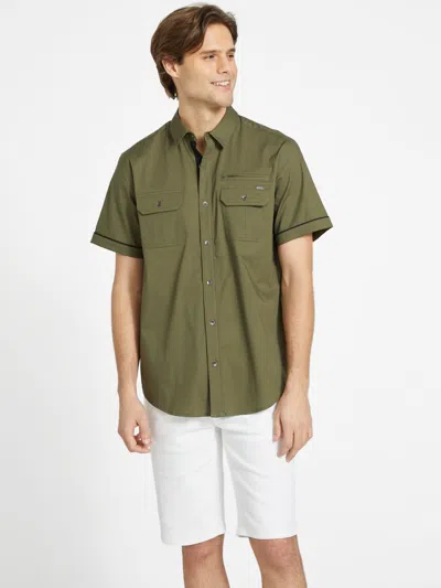 Shop Guess Factory Malone Pocket Shirt In Green