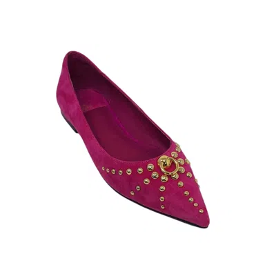 Shop Jeffrey Campbell Women's Appealing Flat Sandal In Fuchsia Suede Gold In Pink