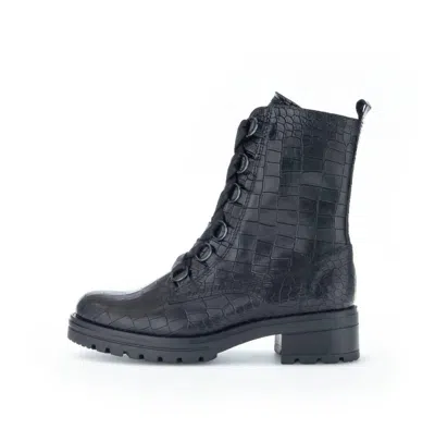 Shop Gabor Army Boot In Black Croc In Grey