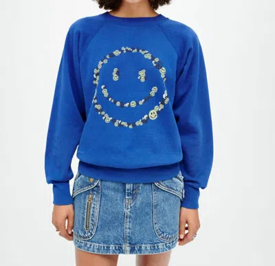 Shop Re/done Upcycled "smile" Sweatshirt In Assorted In Blue